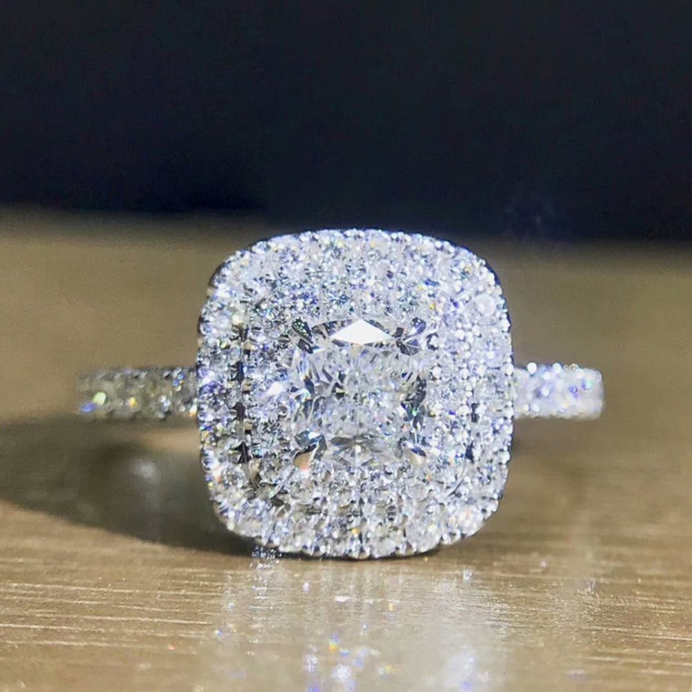 🔥Classic Thin Pure Zircon Square Luxury Wedding Rings for Women, MARR9041 - Picture 2 of 6